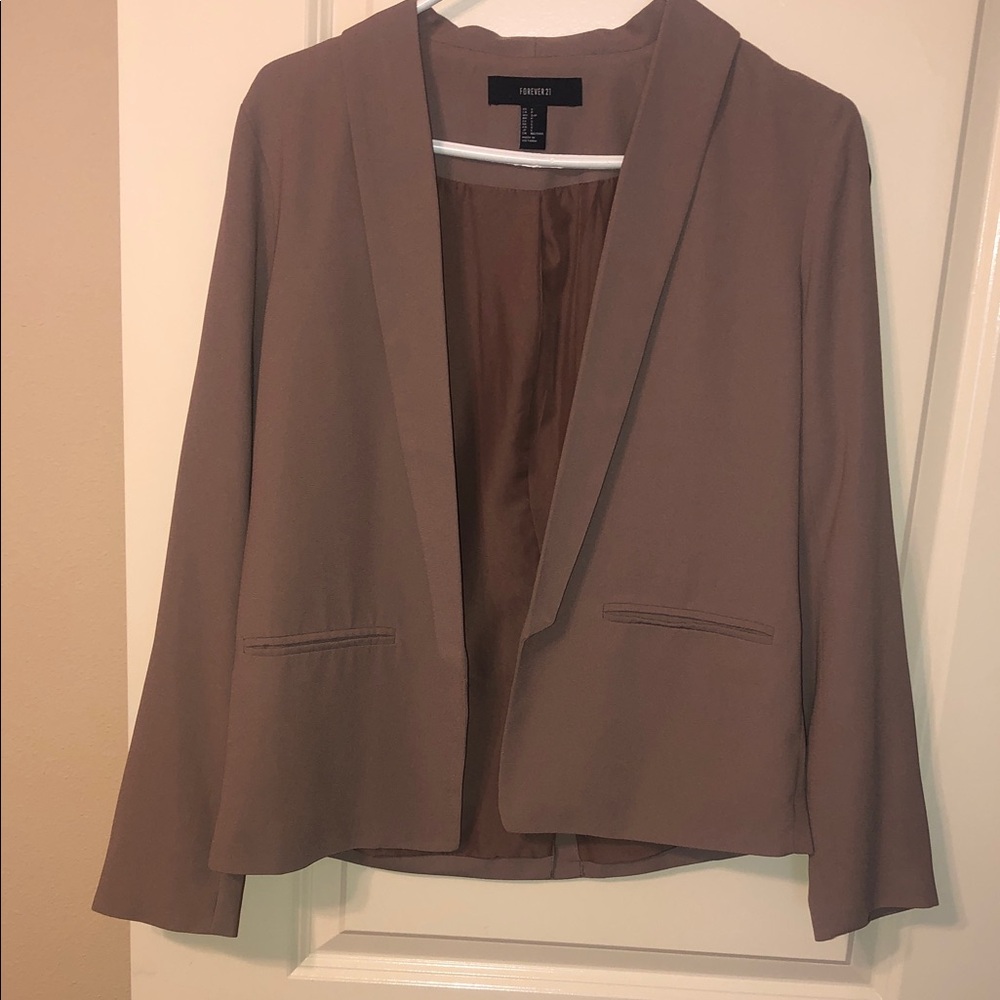 Forever 21 Women's Taupe Open-Front Blazer